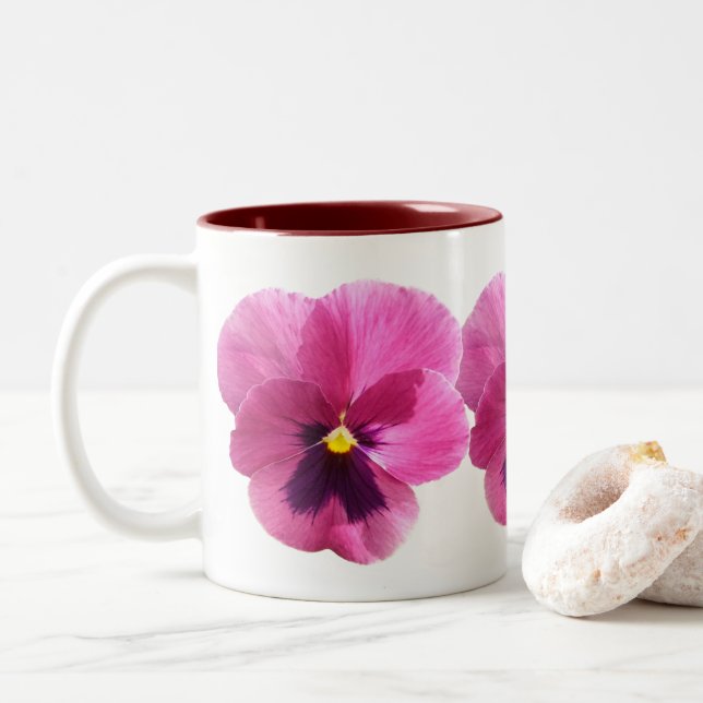 Taza Bicolor Coffee Mug - Pansy rosa oscuro (Con donut)