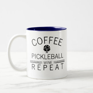 Taza Bicolor Coffee Pickleball Wine Repeat Funny Sports Player 