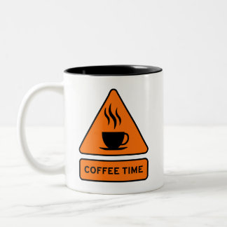 Taza Bicolor Coffee Time Hazard Sign