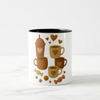 Taza Bicolor Coffee Valentine Day Love Knitted Hearts Hugs