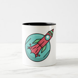 Taza Bicolor cohete espacial