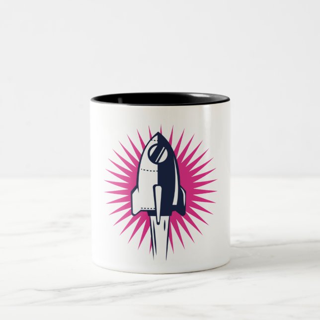 Taza Bicolor Cohete espacial retro (Centro)