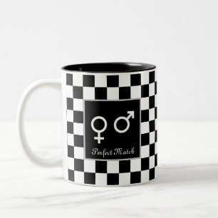 Taza Bicolor Coincidencia perfecta en ajedrez blanco y negro