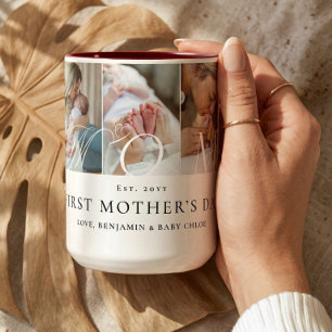 Taza Bicolor Colage de Fotos de Mamá Primer Regalo para el Día