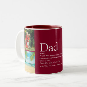 Taza Bicolor Colage de fotos definición de papá 4 Burgundy