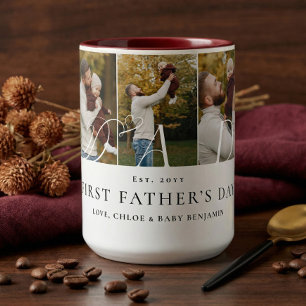 Taza Bicolor Colage de Fotos del Papá Primer Regalo para el Día