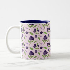 Taza Bicolor Colección de patrones de cesta de frutas - Blueber