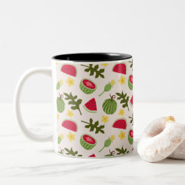 Taza Bicolor Colección de patrones de cesta de frutas - sandía