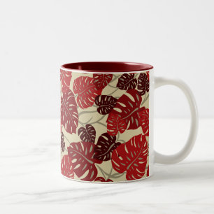 Taza Bicolor Colgador de acantilado hoja hawaiana de monstera