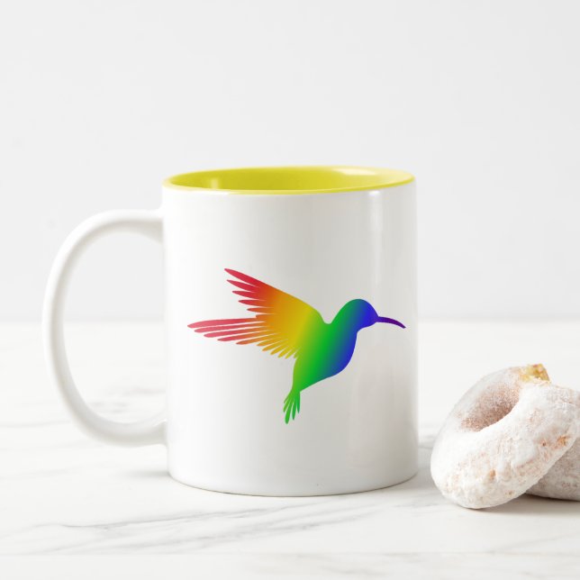 Taza Bicolor Colibrí arcoiris (Con donut)