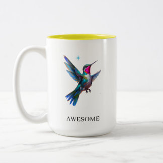 Taza Bicolor Colibrí elegante sobre blanco