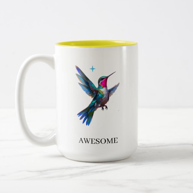 Taza Bicolor Colibrí elegante sobre blanco (Izquierda)