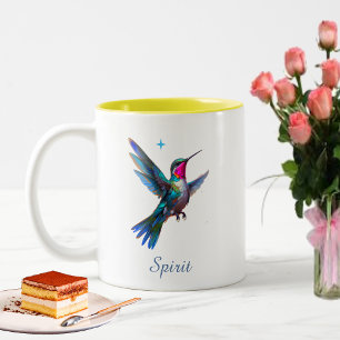 Taza Bicolor Colibrí elegante y escritura en blanco