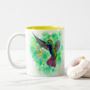 Taza Bicolor Colibrí - pintura acrílica