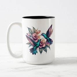 Taza Bicolor Colibrí y flor Grande