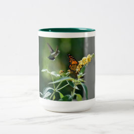 Taza Bicolor Colibrí y mariposa
