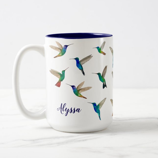 Taza Bicolor Colibríes personalizados (Izquierda)