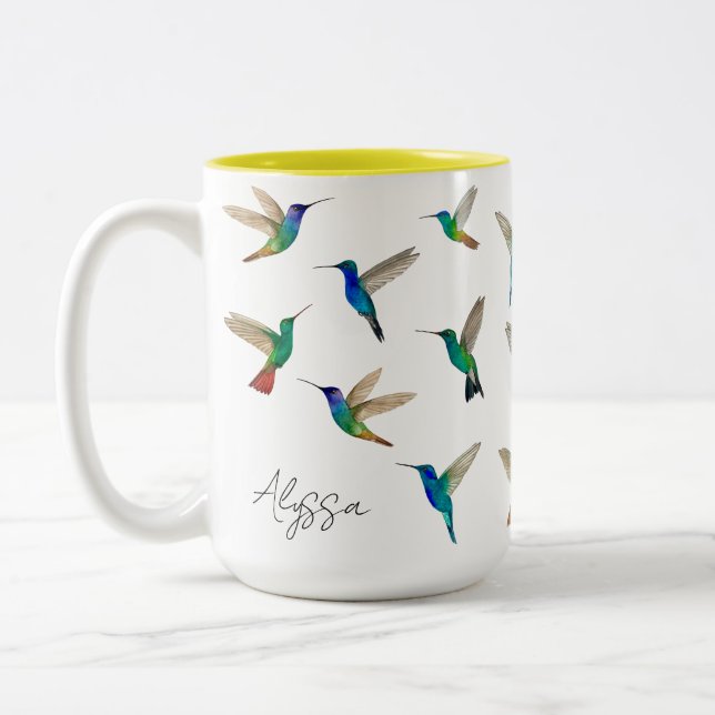 Taza Bicolor Colibríes personalizados (Izquierda)