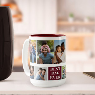 Taza Bicolor Collage 10 Photos Best Dad Ever, Funny Mug For Dad