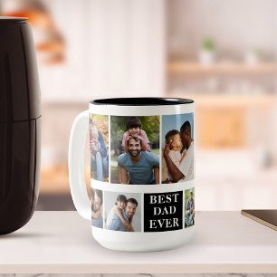 Taza Bicolor Collage 10 Photos Best Dad Ever, Funny Mug For Dad
