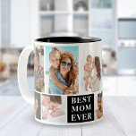 Taza Bicolor Collage 10 Photos Best Mom Ever<br><div class="desc">Ponle las 10 mejores fotos con mama en este lindo modelo de taza de cafe con collage de 10 fotos para regalar a mama. Este diseño para mama es ideal para regalar en cumpleaños, aniversarios, navidad dia de la madre, se puede personalizar el texto de la taza. Consejo para mejores...</div>