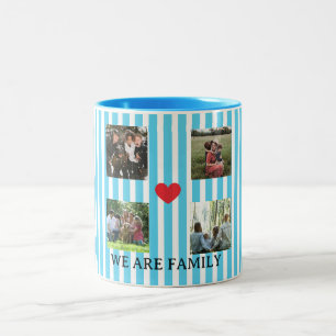 Taza Bicolor collage de familia a rayas pastel