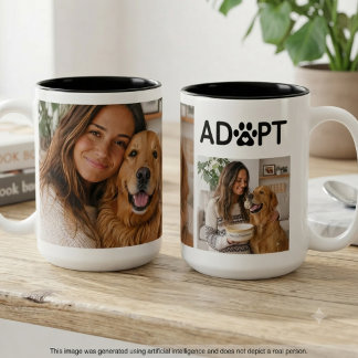 Taza Bicolor Collage de fotos de adopción de perros