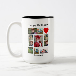 Taza Bicolor Collage de fotos de cumpleaños 11 moderno personal