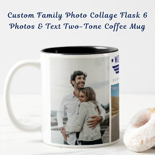 Taza Bicolor Collage de fotos de familia personalizado 6 fotos 