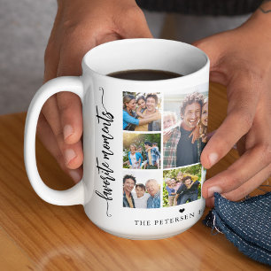 Taza Bicolor collage de fotos de familia personalizado con nomb