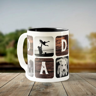 Taza Bicolor Collage de fotos de Guay moderno de papá ruso retr