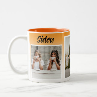 Taza Bicolor Collage de fotos de hermanas. El mejor tipo de ter