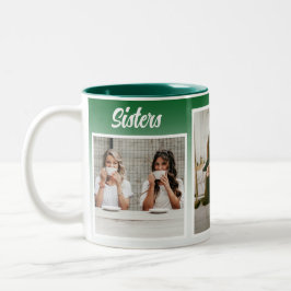 Taza Bicolor Collage de fotos de hermanas. El mejor tipo de ter