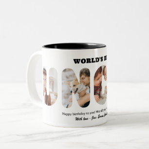Taza Bicolor Collage de fotos de palabras personalizadas Tío me