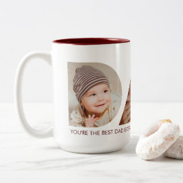 Taza Bicolor Collage de fotos de papá recortando cumpleaños del