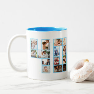 Taza Bicolor Collage de fotos del 40 cumpleaños Azul