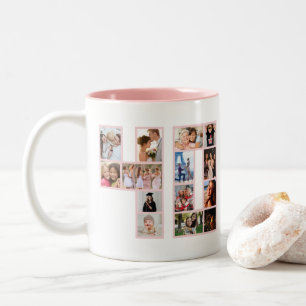 Taza Bicolor Collage de fotos del 40 cumpleaños Rosa