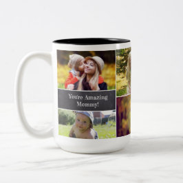 Taza Bicolor Collage de fotos del día de la madre personalizada