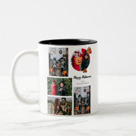 Taza Bicolor Collage de fotos Halloween de calabaza boina jack-