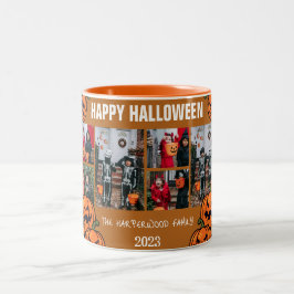 Taza Bicolor Collage de fotos Halloween de calabaza infantil ja