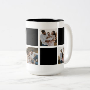 Taza Bicolor Collage de fotos moderno de la familia de cuadros 