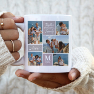 Taza Bicolor Collage de fotos moderno de la FAMILIA Monograma N