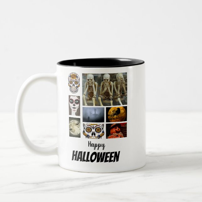 Taza Bicolor Collage de fotos personalizado Halloween 8 (Izquierda)