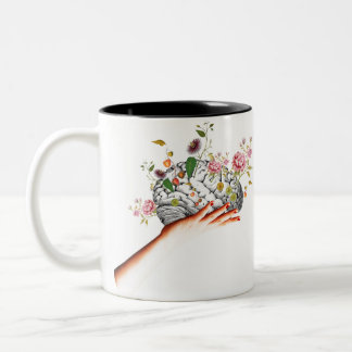 Taza Bicolor Collage de las Flores de Cerebro