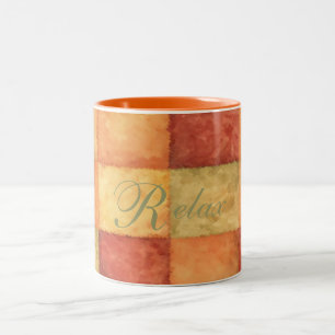 Taza Bicolor Collage de los colores M - Relájese en el Naranja