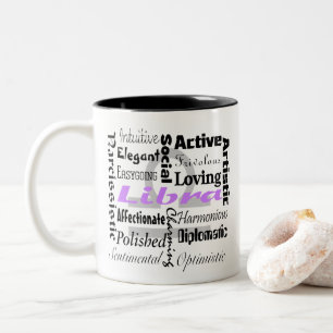 Taza Bicolor Collage de los Rasgos de Astrología del Horóscopo 