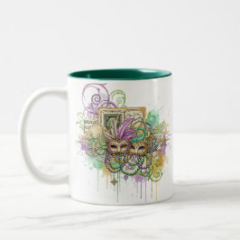 Taza Bicolor Collage de Mardi Gras salpicado