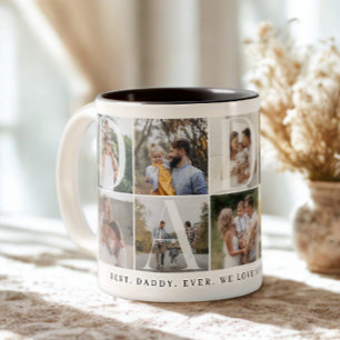 Taza Bicolor Collage de papi moderno, cuadrícula de fotos de 10
