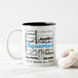 Taza Bicolor Collage de rasgos de astrología acuario zodiaco