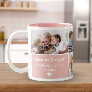 Taza Bicolor Collage Photos of Children's for Grandma